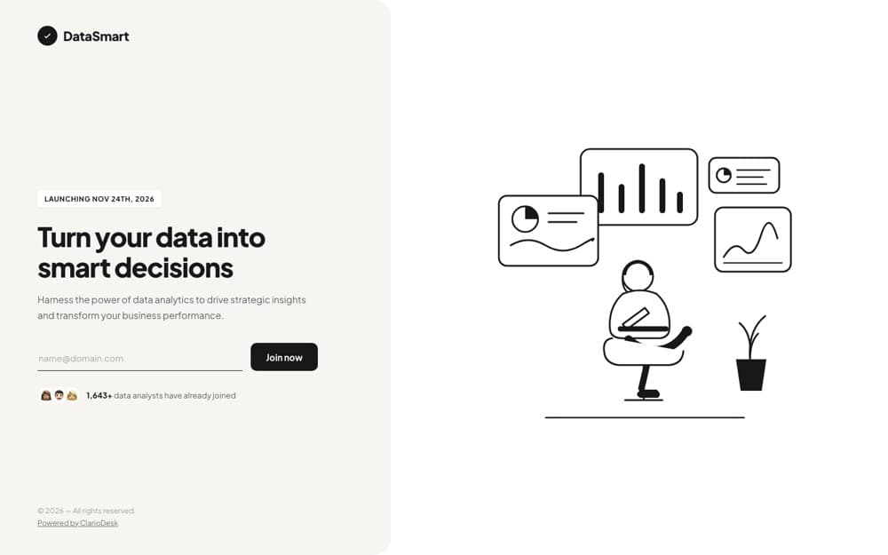 Split Illustration waitlist page template preview